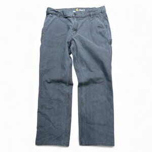 Carhartt Mens Relaxed Fit Work Pants 38x30 Gray Cotton Blend Durable